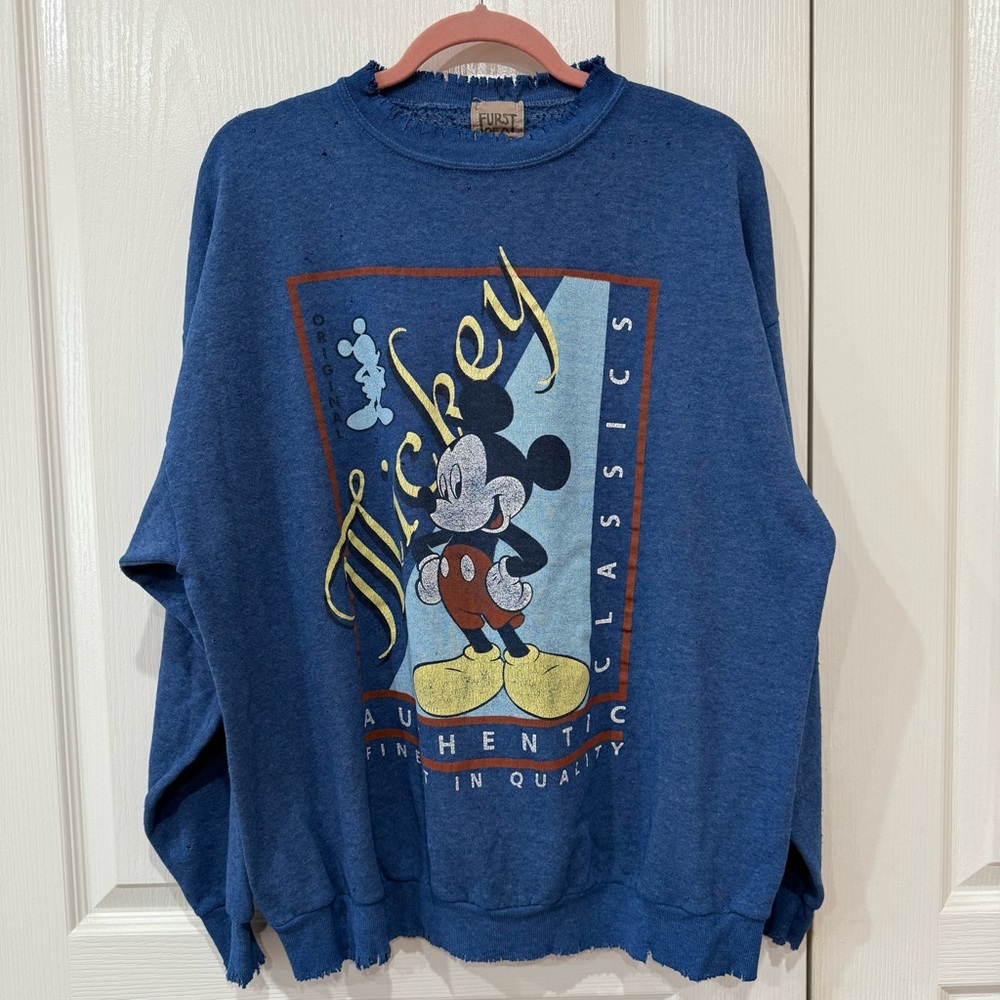 LF Furst of a Kind Vintage Mickey Mouse Blue Crewneck Sweater